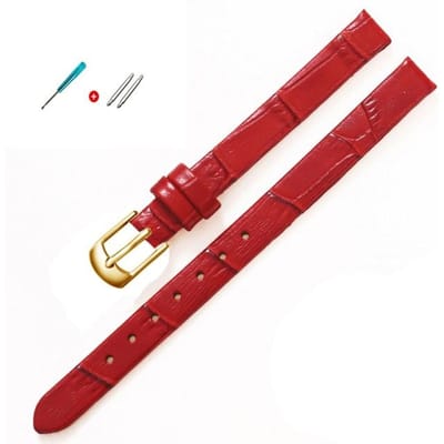8mm 10mm Dames Meisjes Slanke Lederen Band Kwaliteit Horloge Accessoires Riem Slub Horlogeband Rose Gouden Pin Gesp 10mm brown