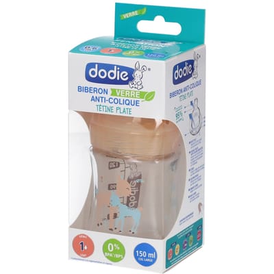 Dodie Sensation+ Glazen Zuigfles 150 ml Flow 1 0-6 Maanden (Modellen : Hinds)