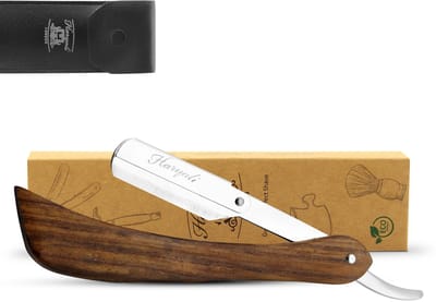 Haryali London Cutthroat Razor voor heren: houten handvat, messen en koffer | Professioneel kappersscheermes met vervangbaar mes voor een gladde en schone scheerbeurt thuis en in de salon