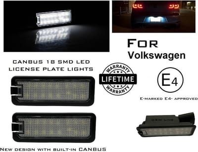 OEM Line - LED Kentekenverlichting set voor VW Volkswagen Golf 4 Golf 5 Golf 6 Golf 7 GTI GTD R R32 R20 R line Amarok Bora Eos Lupo Beetle Passat Phaeton Polo 5 6 6R 6C 6N Scirocco Touareg | CANBUS LED Kenteken lampen verlichting 6000K wit