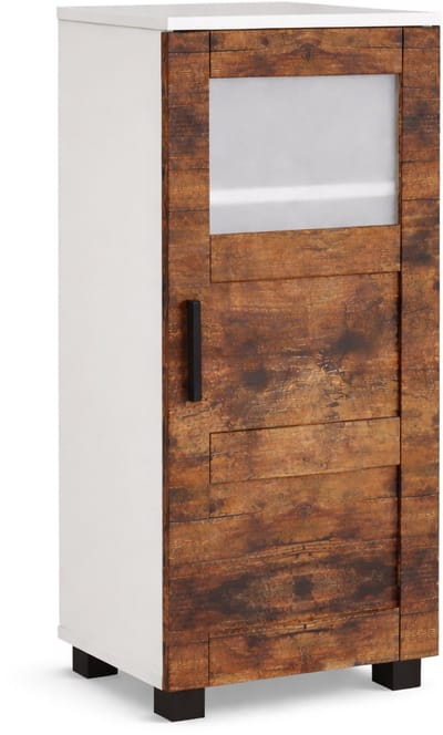 VCM Midischrank – schmaler Badschrank mit 3 Fächern, H. 70 x B. 38 x T. 28 cm, kompakte Aufbewahrung für Badezimmer, Badmöbel mit Drehtüren, Nilari M