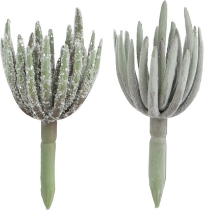 J-Line plant Echeveria - kunststof - groen - small - 2 stuks