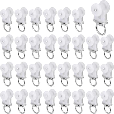 40 Stuks Gordijnrail Roller Haken Gordijnrail Plafond Gliders Set Dual Wheel Roller Dragers voor Plafond Gemonteerd Gordijn Track