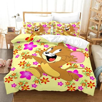 Cartoon T-Tom Muis en Kat Beddengoed Set J-Jerry Dekbedovertrek Beddengoed Set Dekbedhoes Kussensloop Dekbed King Queen Maat Jongens Volwassenen 220*240cm 3pcs