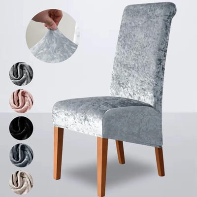 Fluwelen Eetkamerstoelhoes Volledig Pakket Elastisch Thuis Hotel Restaurant Banket Effen Kleur Stoelzithoes Meubelbeschermer 1 Piece Chair Cover