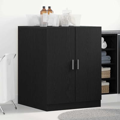 vidaXL - Wasmachinekast - Zwart - Eiken - 70,5 - x - 71,5 - x - 91,5 - cm - Bewerkt - hout