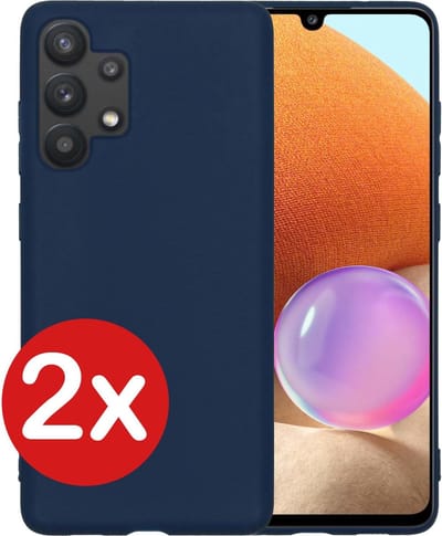 Hoesje - 2 Stuks - Geschikt voor Samsung Galaxy A32 4G - Sterk & Shockproof - Telefoonhoes - Back Cover - Case Siliconen - Telefoon Hoes - Donkerblauw