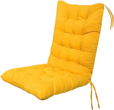 Tuinstoelkussens Hoge Rug - Stoelkussens Set - Buiten Zitten - Ademende Holle Vezel - 100 x 45 cm - Geel