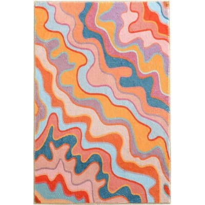 Retro Abstract Vloerkleed Esthetische Kleur Gestreept Geometrie Antislip Badkamer Keuken Entree Imitatie Kasjmier Kleed 80*160cm