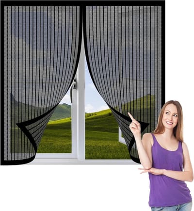Magnetisch Horren Raam - Vliegenraam Hor - Insecten Buiten Houden - Automatische Sluiting - 138 x 194 cm - Zwart
