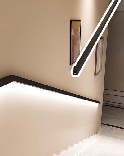 Aluminium Trapleuning - Traphek Handgreep - Veiligheid Verhogend - Met Bewegingssensor - 3 meter - Zwart