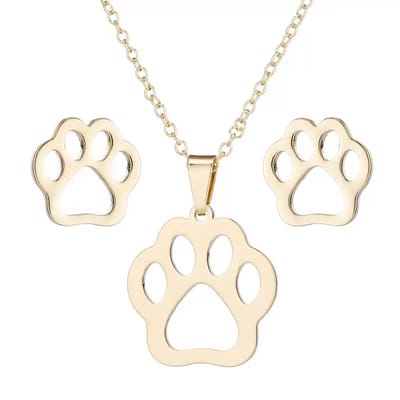 WeLoveSilver Oorstekers Vrouw - Dierenpoot - Goudkleurig - 43 mm