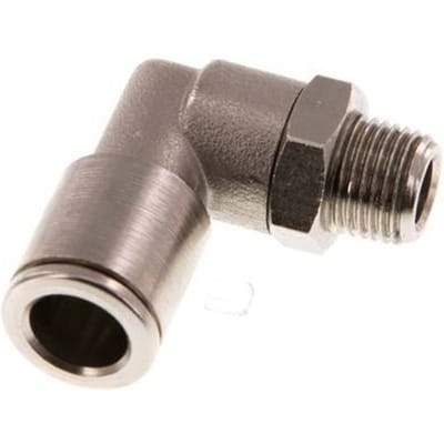 8mm x R1/8'' 90 graden L-verbinding Messing Insteekfitting Buitendraad Draaibaar NBR [2 Stuks]