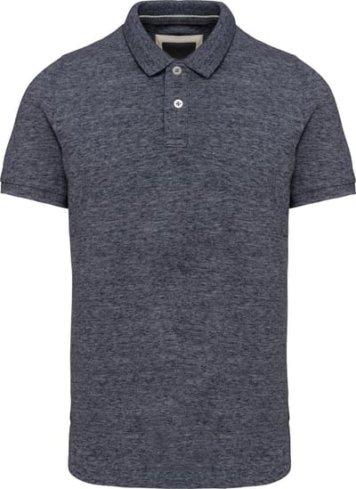 Herenpolo 'Vintage Washed' korte mouwen Night Blue Heather - 3XL