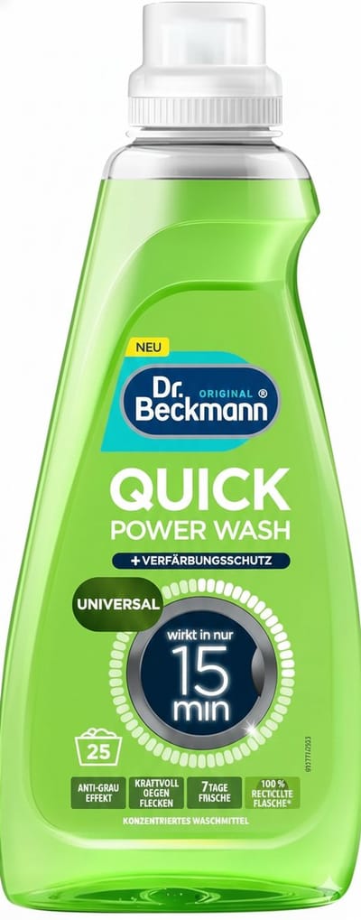 Dr. Beckmann Quick Power Wash Universal – 800 ml – Anti-Grauw Effect – Snelle Krachtige Reiniging voor Witte & Gekleurde Was