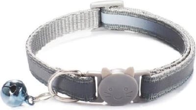 Kattenbandje met bel | Kattenhalsband| Veiligheidssluiting| Reflecterend| Verstelbaar| 17 kleuren| Grijs