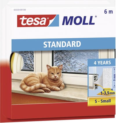2x Tesa zelfklevende tochtstrip small wit 6 mtr - Klusbenodigdheden - Huis isolatie - Tochtstrips/tochtstroken voor ramen en deuren - Geluiddempende stroken