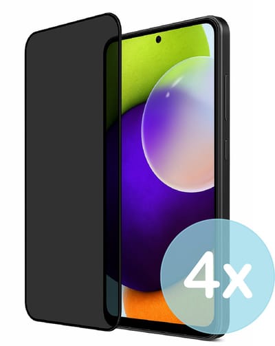 Privacy Screenprotector Geschikt voor Samsung Galaxy A52 4G – Anti-Gluren – Krasbestendig Gehard Glas 9H – Volledige Dekking – 4-Pack – FuturiQ