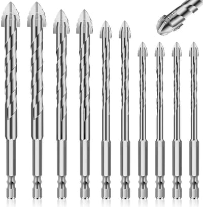 10-delige Steenboor Set Carbide Boren voor Tegels, Baksteen en Glas
