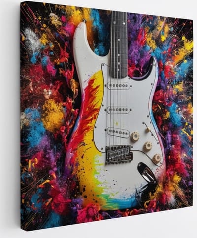 Saammp Canvas Schilderij - Gitaar - Abstract - 20x20 - Foto op canvas - Wanddecoratie - Muurdecoratie Woonkamer - Slaapkamer decoratie - Canvas Print