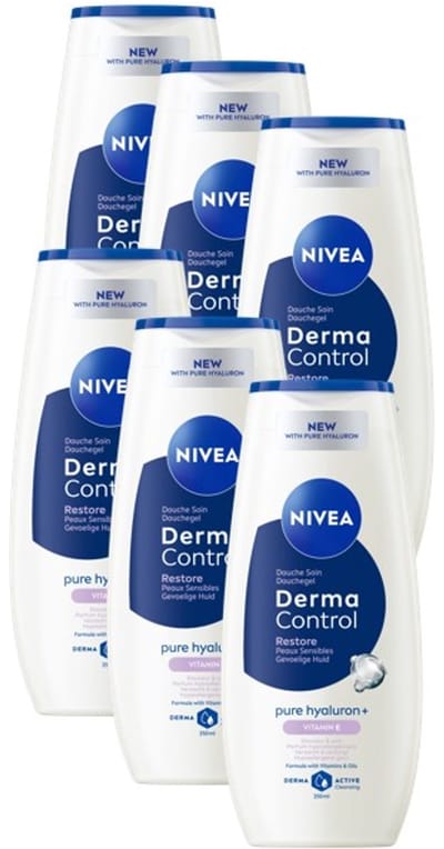 NIVEA Derma Control Restore Douchegel - Shower Gel - Voordeelverpakking - 6x 250ml