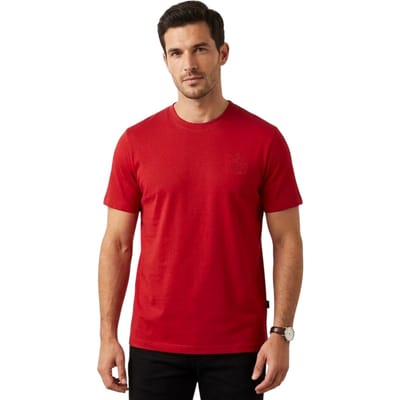 Aquascutum Heren Geborduurd Logo Katoenen T-Shirt (Rood)