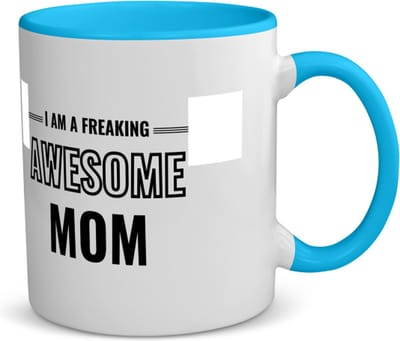 Akyol - i am a freaking awesome mom koffiemok - theemok - blauw - Mama - de meest geweldigste moeder - moeder cadeautjes - moederdag - verjaardagscadeau - verjaardag - cadeau - geschenk - kado - gift - moeder artikelen - 350 ML inhoud