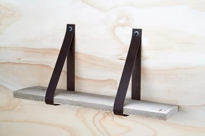 Leren Plankdragers Donkerbruin, Set van 2 stuks, 92 x 4 cm. incl bevestigingsmateriaal, exclusief plank