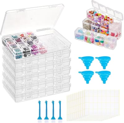 Dailygoods- Opbergdozen 168 Stuks - Plastic Dozen met Scharnierende Deksels - Mini Craft Case - Voor Sieraden/Zaden/Nail Art - Inclusief Etiketten - Opbergbox
