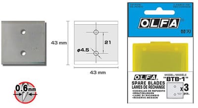 OLFA koker/ 3 * reservemes BTB-1 (voor BTC-1)
