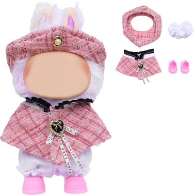 Joya Kids® Verkleedset voor Bubu Pop Roze Tweed Cape, Baret, Broekje & Schoentjes | Elegante Outfit voor 17 cm Mart Figuren | Kleding & Bescherming in Één | Pop niet inbegrepen