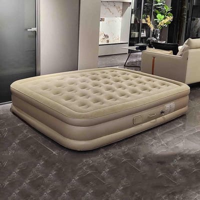 Luchtbed - Opblaasbaar matras - Gasten Welkom - Ingebouwde Pomp - 200x180x40CM - Champagne Bruin