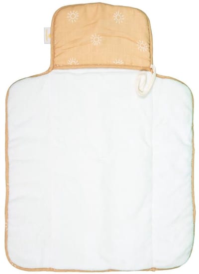 Honeybears verschoonmat – Verschoon matje reis – Verschoningsmatje voor onderweg – Verschoonmatje - Wasbaar – Okergeel – 70 x 50 cm
