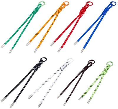 Dailygoods- Sleutelhanger Set van 8 - Handgemaakt Nylon - Sportieve Kleuren - Gevlochten Patronen - Decoratie voor Rugzakken - 215 mm Lang - Touwsleutelhanger