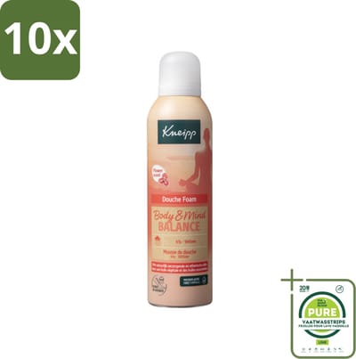10 x Kneipp - Douche schuim - Body & Mind Balance - Iris & Vetiver - 200 ml - Grootverpakking - Douche Foam - Ontspanning - Balans - Iris - Vetiver