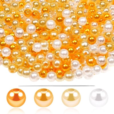 500 Stuks Gele Acryl Kralen 6mm Ronde Parels voor DIY Sieraden, Armbanden en Kleding Creaties