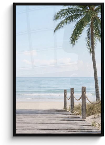 Poster in lijst - Fotolijst 80x120 cm - Posters - Palmbomen - Pad - Horizon - Posterlijst zwart - Decoratie - Wanddecoratie woonkamer - Muurdecoratie slaapkamer