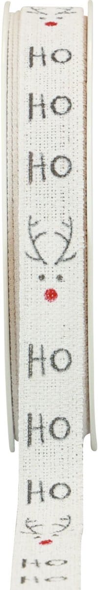 Cadeaulint Kerst Kerstlint Hohoho wit 15mm 20m