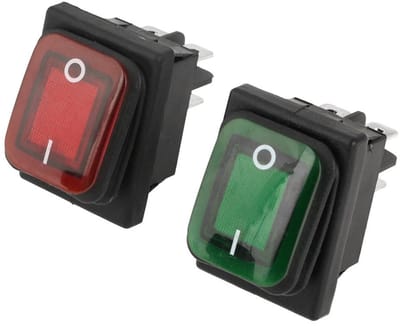 Dailygoods - Dailygoody - Rocker Switch 4 Pin - Waterproof - Red Green - ON-OFF Schakelaar - 220V - 16A - Voor Boot en Apparatuur
