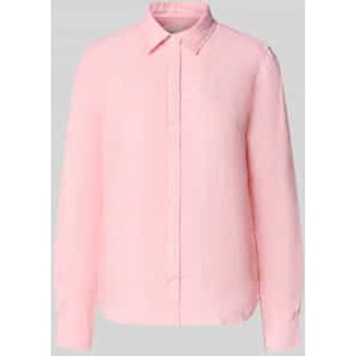 regular fit linnen blouse met labelstitching