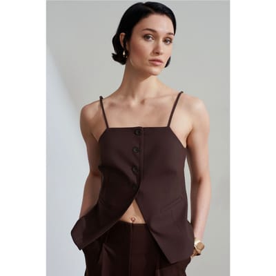 Getailleerd Crepe Vest Met Vierkante Kraag