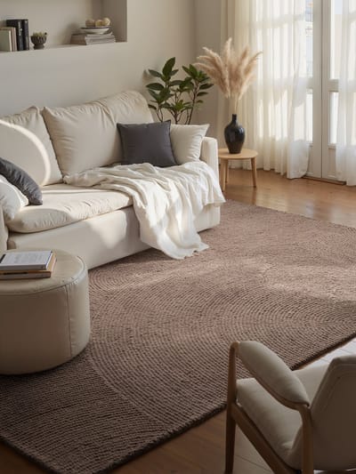 Flycarpets Calmio Wollen Vloerkleed Taupe - Laagpolig - Japandi / Scandinavisch - 160x230 cm