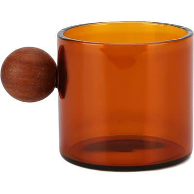 Glazen Koffiekop Helder Hittebestendig Glas Koffiemok met Houten Bol Handvat voor Kantoor Bar FeestBruin bruin