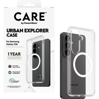 CARE by PanzerGlass Urban Explorer Case - Transparant w. - Wit Qi Samsung Galaxy S26