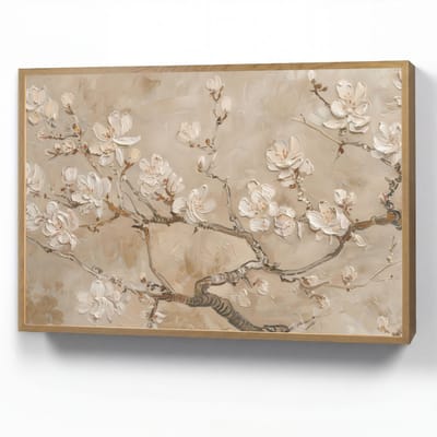 Wandlamp 90x60 cm - Oplaadbaar - Bloemen - Modern - Beige - Wit - Bloesem - Wandlampen binnen woonkamer - Slaapkamer lamp - Decoratieve nachtlamp - Vloerlamp draadloos
