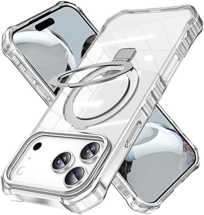Coverup Hoesje - Geschikt voor iPhone 17 Pro Max Hoesje - Coverup ShockProof TPU Back Cover met MagSafe Compatible Ring Kickstand - Transparant