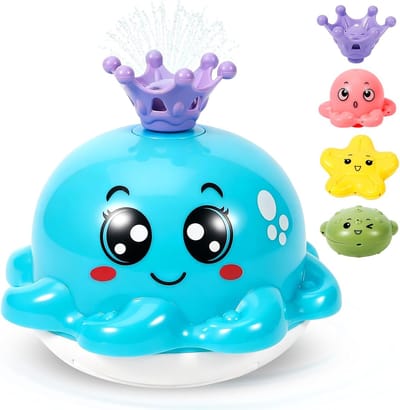 Octopus Badspeelgoed - Waterspuiter Fontein - Baby Zwemplezier - Met LED Verlichting - 180 gram - Blauw
