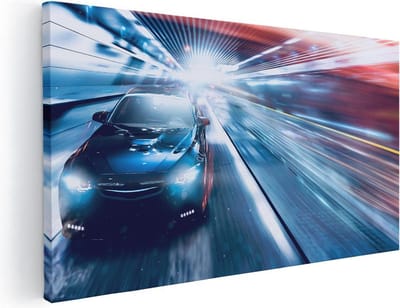 Artaza Canvas Schilderij Auto - 40x20 cm - Klein - Wanddecoratie Sportauto - Muurdecoratie Mancave - Schilderijen Op Canvas