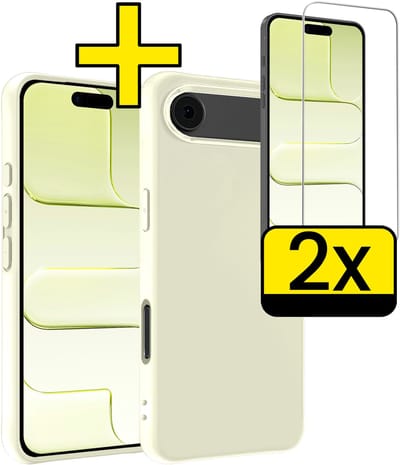 Hoesje - Met 2x Screenprotector - Geschikt voor Apple iPhone Air - Sterk & Shockproof - Back Cover - Siliconen Case - Telefoon Hoes - Telefoonhoesjes - Wit
