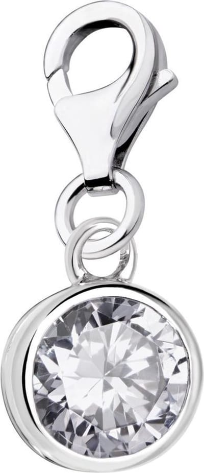 Quiges – Charm – Hanger - Zirkonia Kristal - Verzilverd - karabijnslot - geschikt - voor - Bedelarmband - QHC041
